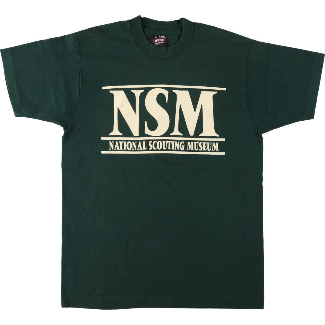 90'S Fruit of the Loom Best Printed T-shirt, Made in USA, Men's L size, Vintage cotton green type Vintage Second Hand