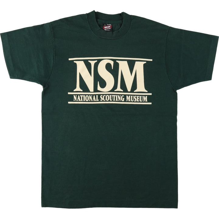90'S Fruit of the Loom Best Printed T-shirt, Made in USA, Men's L size, Vintage cotton green type Vintage Second Hand