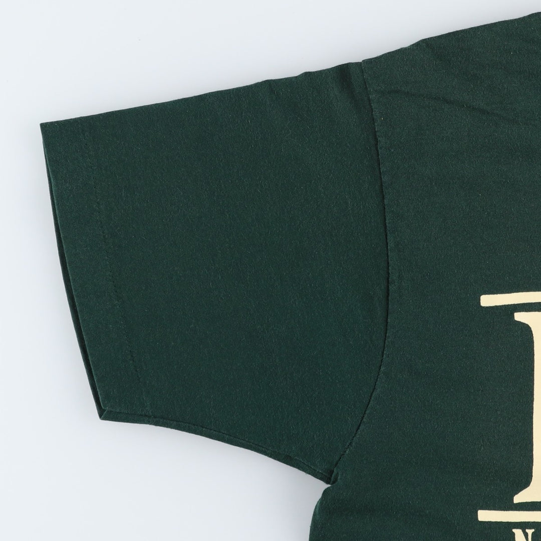 90'S Fruit of the Loom Best Printed T-shirt, Made in USA, Men's L size, Vintage cotton green type Vintage Second Hand