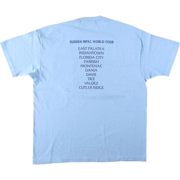 90'S Hanes BEEFY-T Printed T-shirt Made in USA Men's XL Vintage cotton Blue type light blue Vintage Second Hand