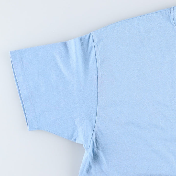 90'S Hanes BEEFY-T Printed T-shirt Made in USA Men's XL Vintage cotton Blue type light blue Vintage Second Hand
