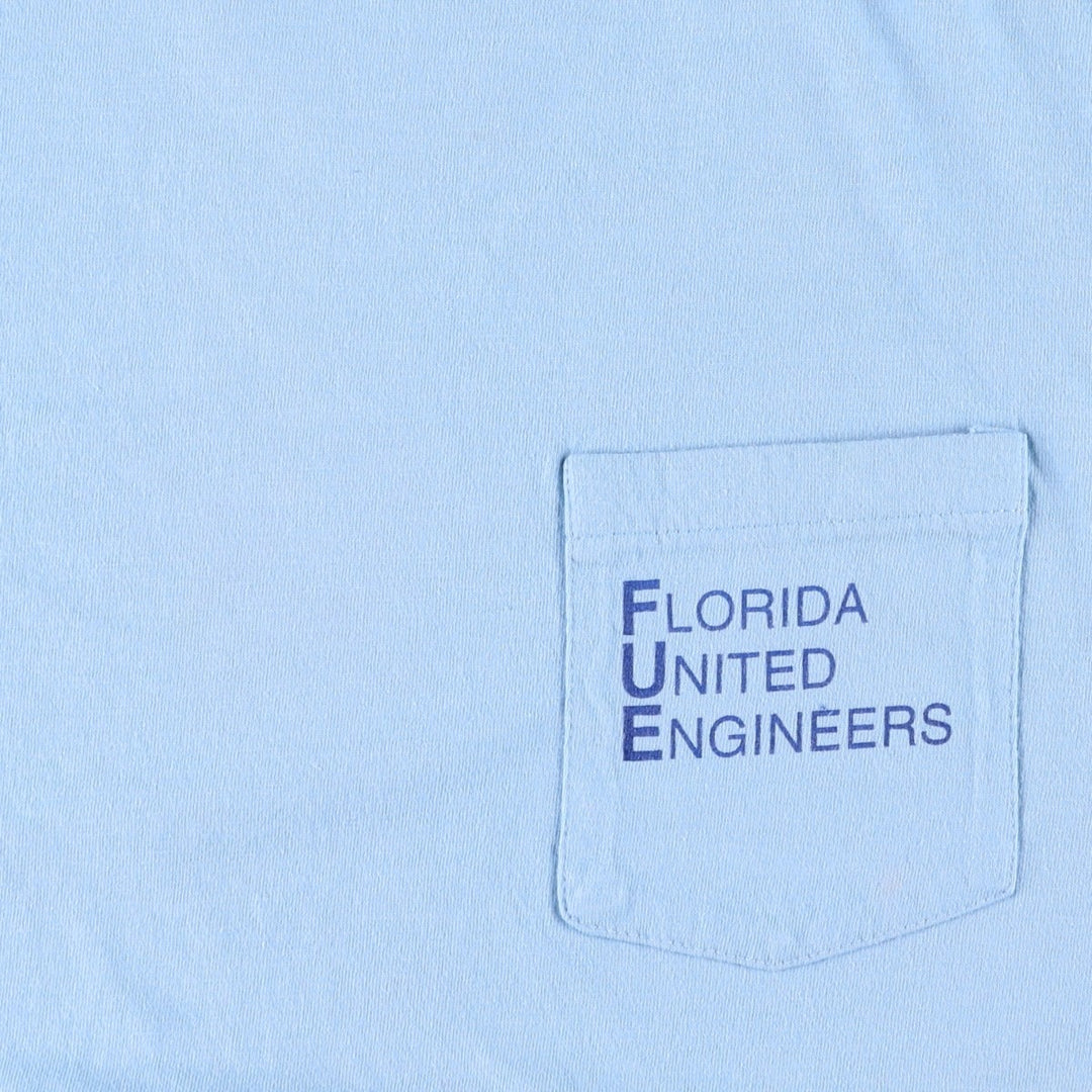 90'S Hanes BEEFY-T Printed T-shirt Made in USA Men's XL Vintage cotton Blue type light blue Vintage Second Hand