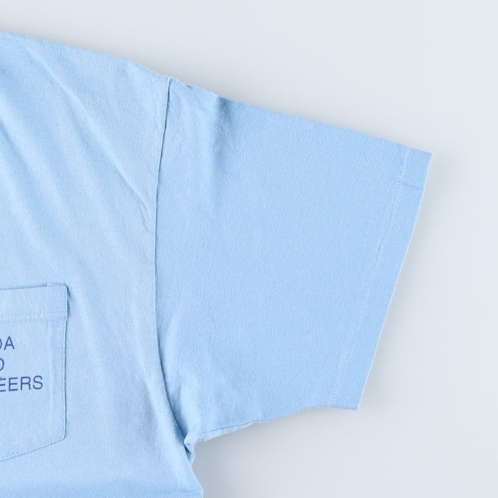 90'S Hanes BEEFY-T Printed T-shirt Made in USA Men's XL Vintage cotton Blue type light blue Vintage Second Hand
