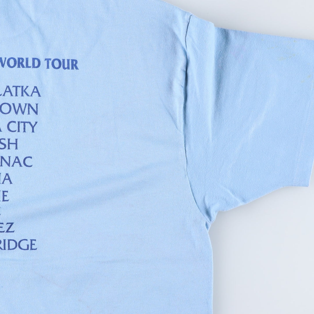 90'S Hanes BEEFY-T Printed T-shirt Made in USA Men's XL Vintage cotton Blue type light blue Vintage Second Hand
