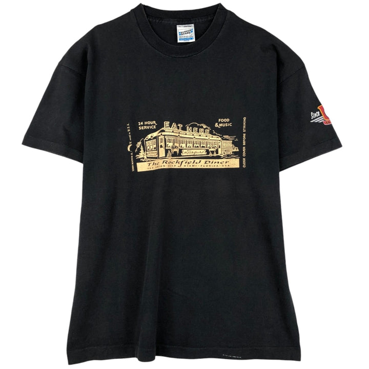 ~90'S Screen Stars THE ROCKFIELD DINER Print T-Shirt, Men's XL equivalent, Vintage cotton black type Vintage Second Hand
