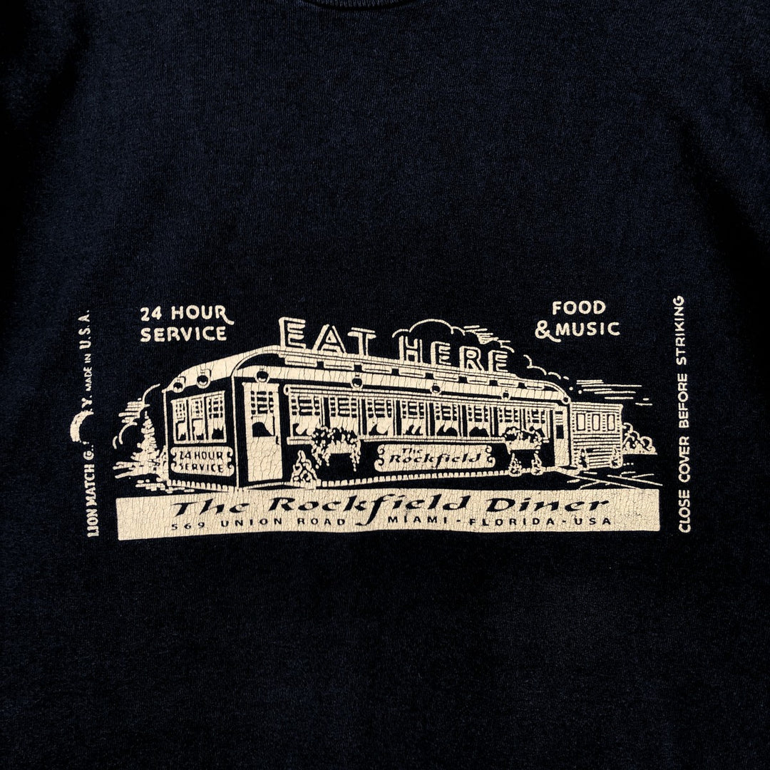 ~90'S Screen Stars THE ROCKFIELD DINER Print T-Shirt, Men's XL equivalent, Vintage cotton black type Vintage Second Hand