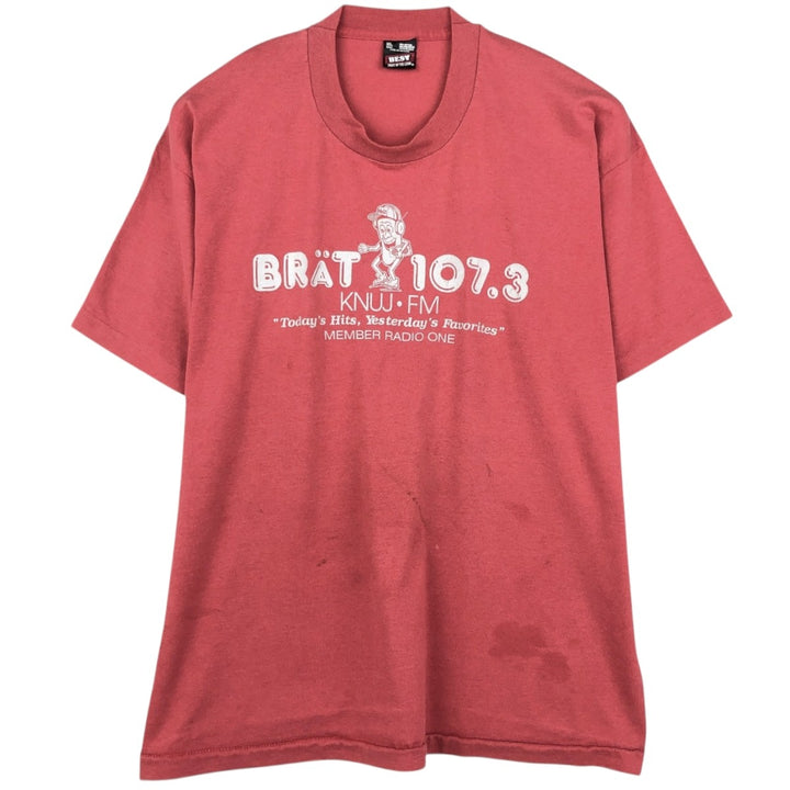 90'S Fruit of the Loom KNUJ-FM Advertising T-Shirt, Made in USA, Men's XL equivalent, Vintage cotton red type Vintage Second Hand