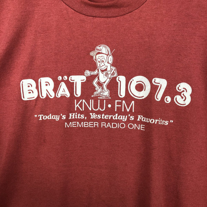 90'S Fruit of the Loom KNUJ-FM Advertising T-Shirt, Made in USA, Men's XL equivalent, Vintage cotton red type Vintage Second Hand