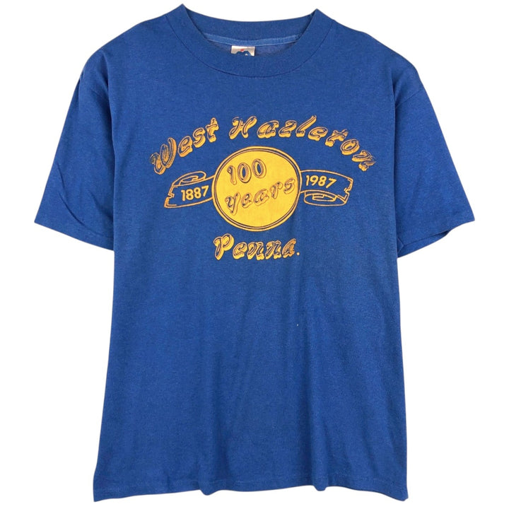 80'S Miller Print T-Shirt, Made in USA, Men's XL equivalent, Vintage polyester blue type Vintage Second Hand