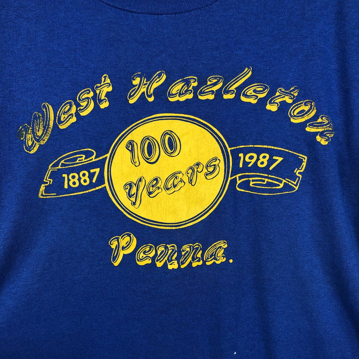 80'S Miller Print T-Shirt, Made in USA, Men's XL equivalent, Vintage polyester blue type Vintage Second Hand