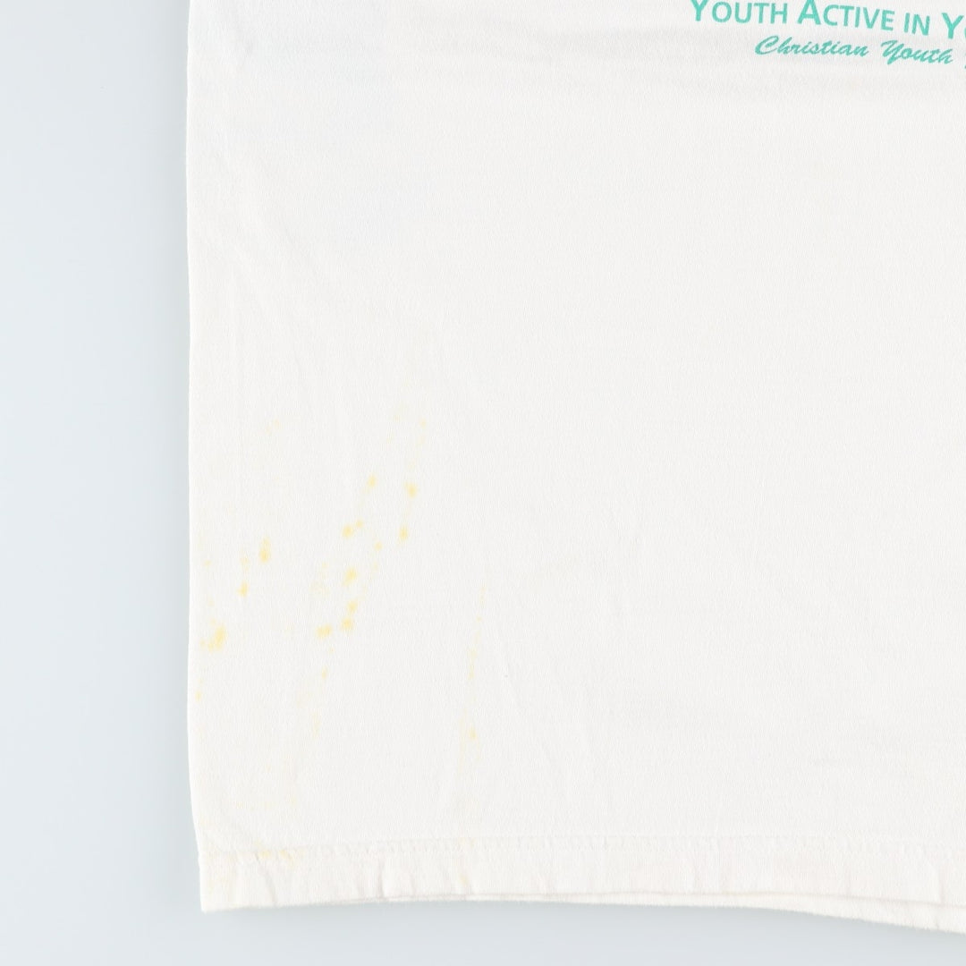 90'S GLOBAL Youth Active in Youth '98 Print T-Shirt, Men's Size L (Equivalent), Vintage cotton white type Vintage Second Hand