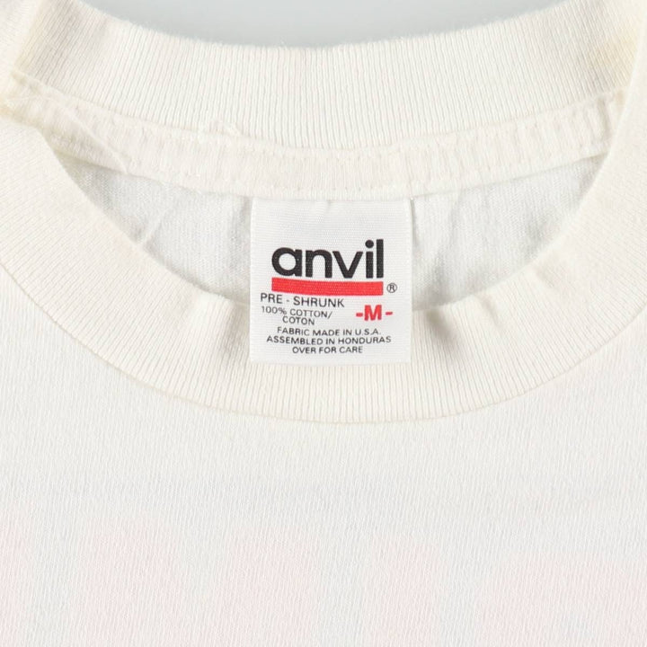 90s-00'S Anvil printed T-shirt, men's size M (approx.) cotton white type Vintage Second Hand