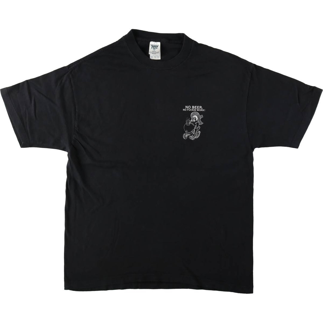 2000'S 707 Message Print T-Shirt, Men's XL (approx.) cotton black type Vintage Second Hand