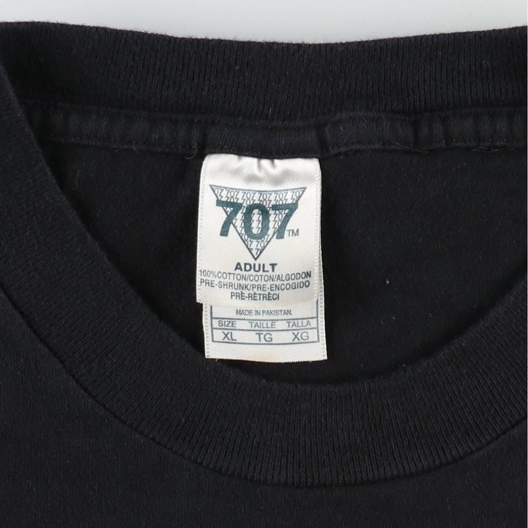 2000'S 707 Message Print T-Shirt, Men's XL (approx.) cotton black type Vintage Second Hand