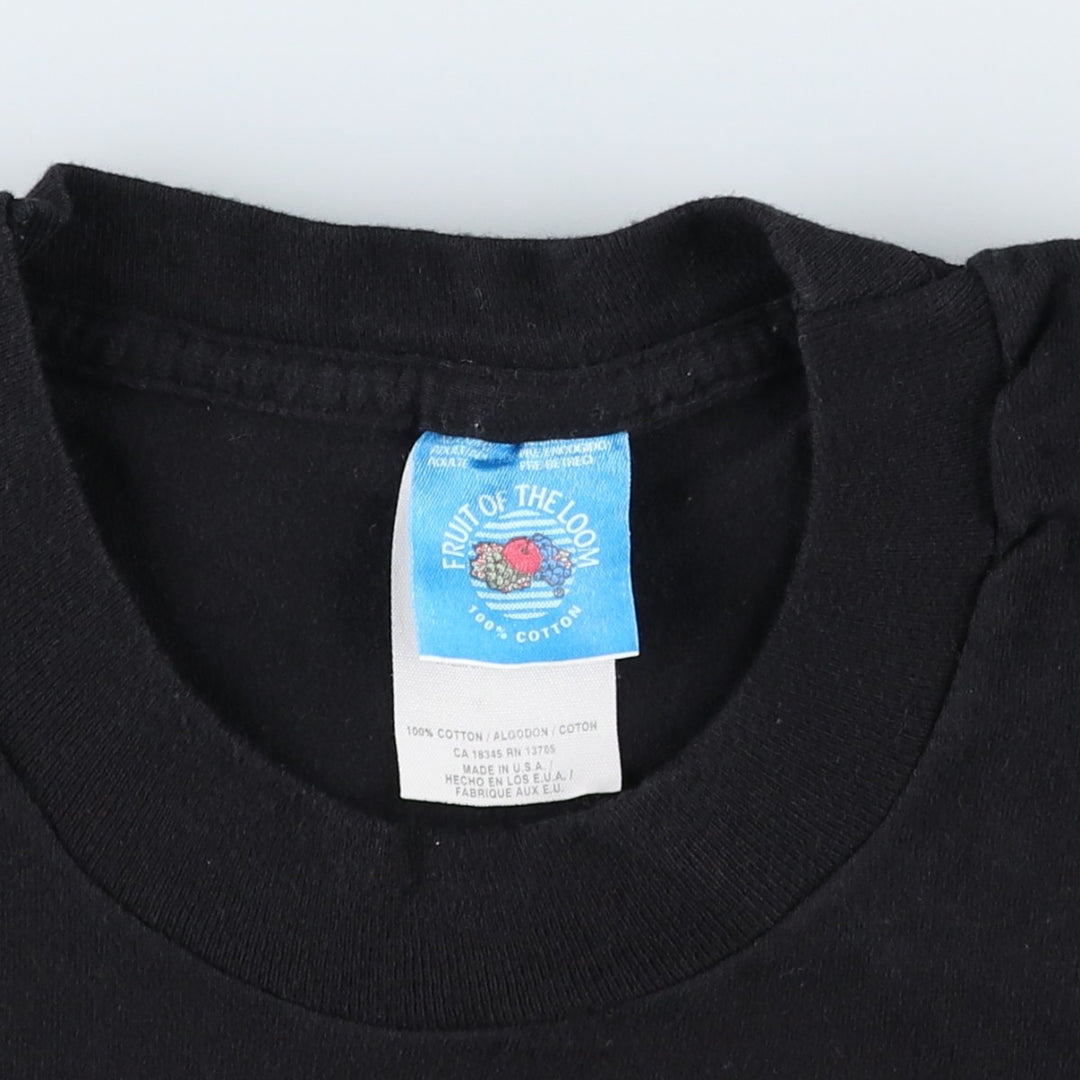 90'S Fruit of the Loom printed T-shirt, made in the USA, men's XL size, vintage cotton black type Vintage Second Hand