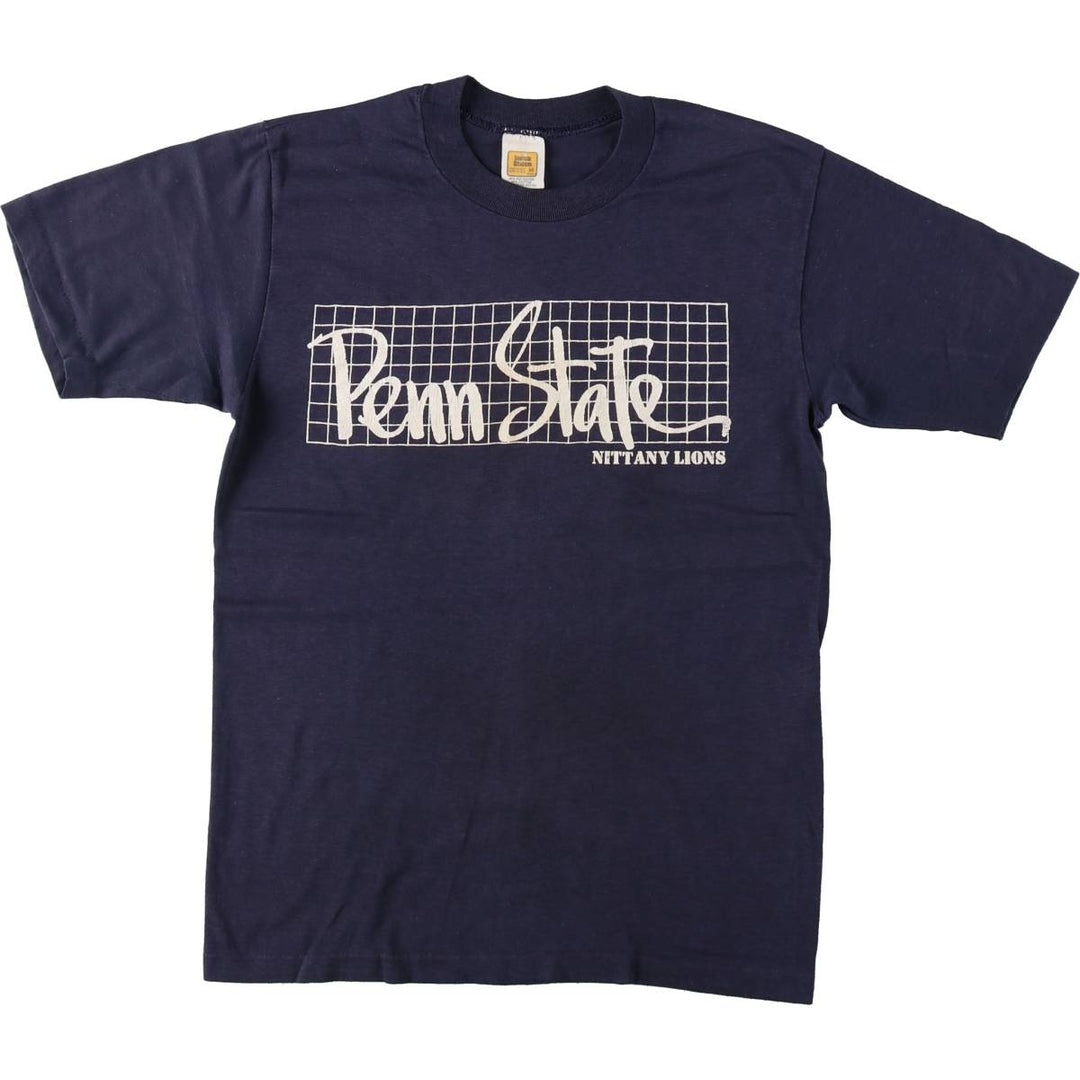 80'S Velva Sheen Penn State College T-shirt, Men's Size M (approx.), Vintage polyester navy blue type Vintage Second Hand
