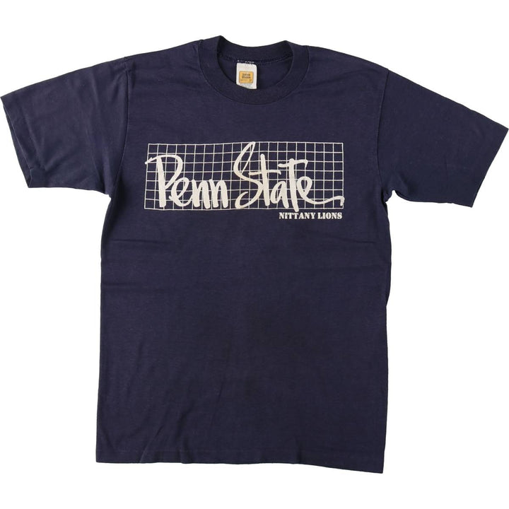 80'S Velva Sheen Penn State College T-shirt, Men's Size M (approx.), Vintage polyester navy blue type Vintage Second Hand