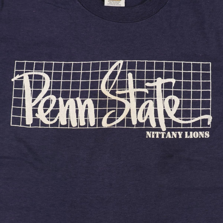 80'S Velva Sheen Penn State College T-shirt, Men's Size M (approx.), Vintage polyester navy blue type Vintage Second Hand