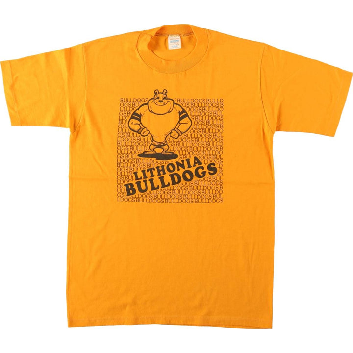 80'S Sportswear GULF COAST Dog Print T-Shirt, Made in USA, Men's Size M (approx.), Vintage polyester yellow type Vintage Second Hand