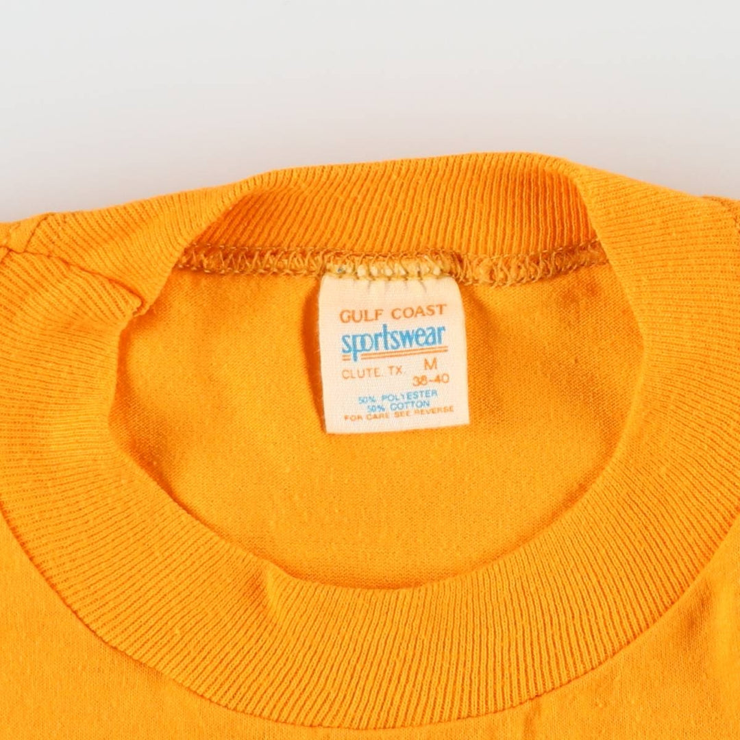 80'S Sportswear GULF COAST Dog Print T-Shirt, Made in USA, Men's Size M (approx.), Vintage polyester yellow type Vintage Second Hand