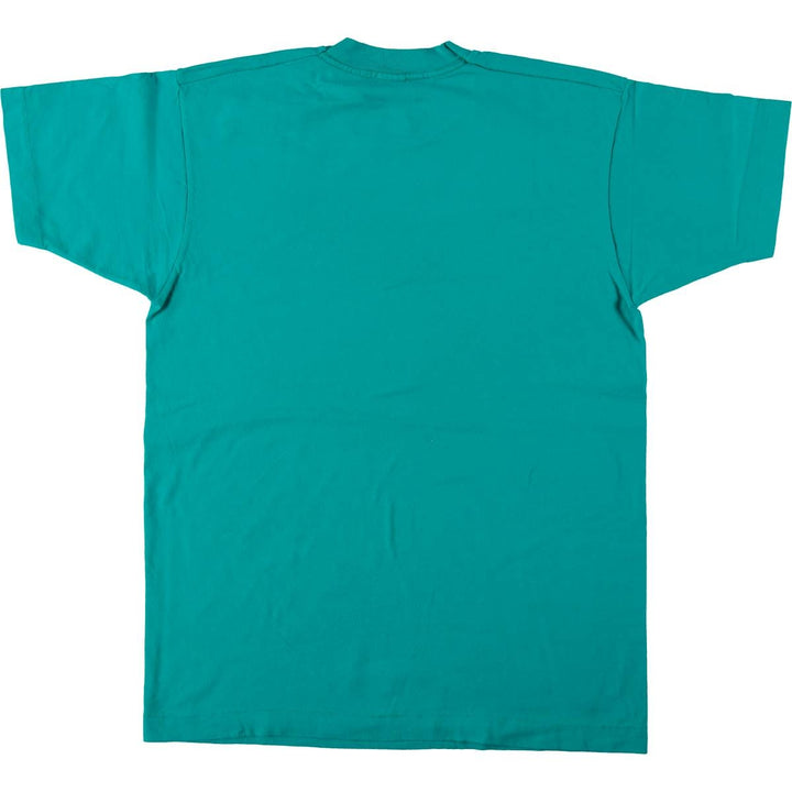 90'S Fruit of the Loom Message Print T-Shirt Made in USA Men's L Size Vintage cotton turquoise blue Vintage Second Hand