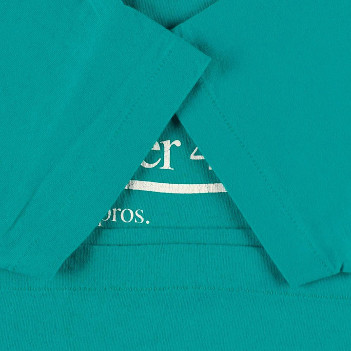 90'S Fruit of the Loom Message Print T-Shirt Made in USA Men's L Size Vintage cotton turquoise blue Vintage Second Hand