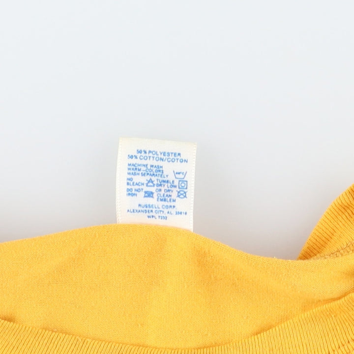 Russell Print T-Shirt, Made in USA, Men's Size L polyester yellow type Vintage Second Hand