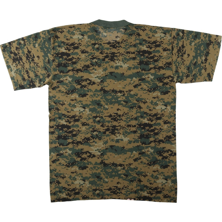 90'S TEE SWING Camouflage Pattern Print T-Shirt, Made in USA, Men's Size L (approx.) polyester Khaki type Vintage Second Hand