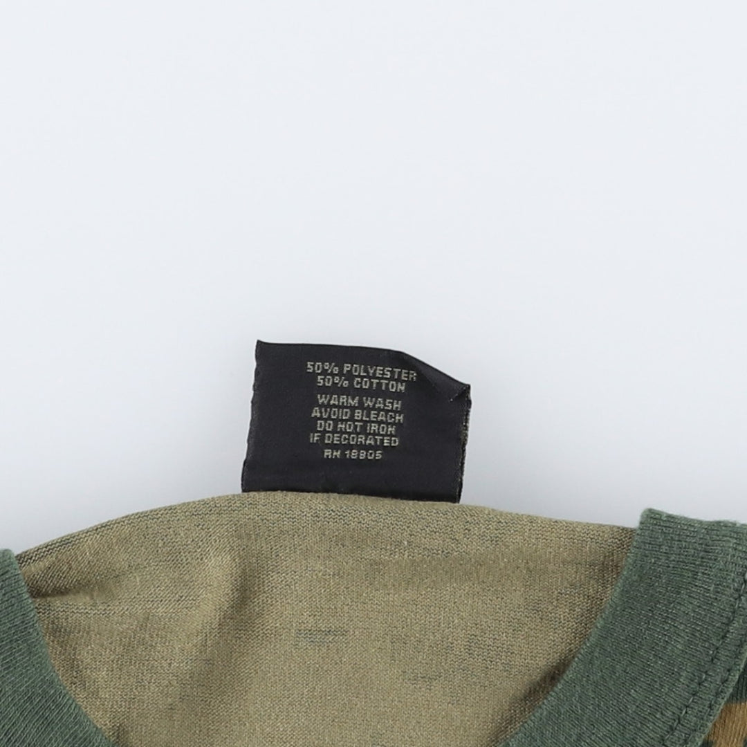 90'S TEE SWING Camouflage Pattern Print T-Shirt, Made in USA, Men's Size L (approx.) polyester Khaki type Vintage Second Hand