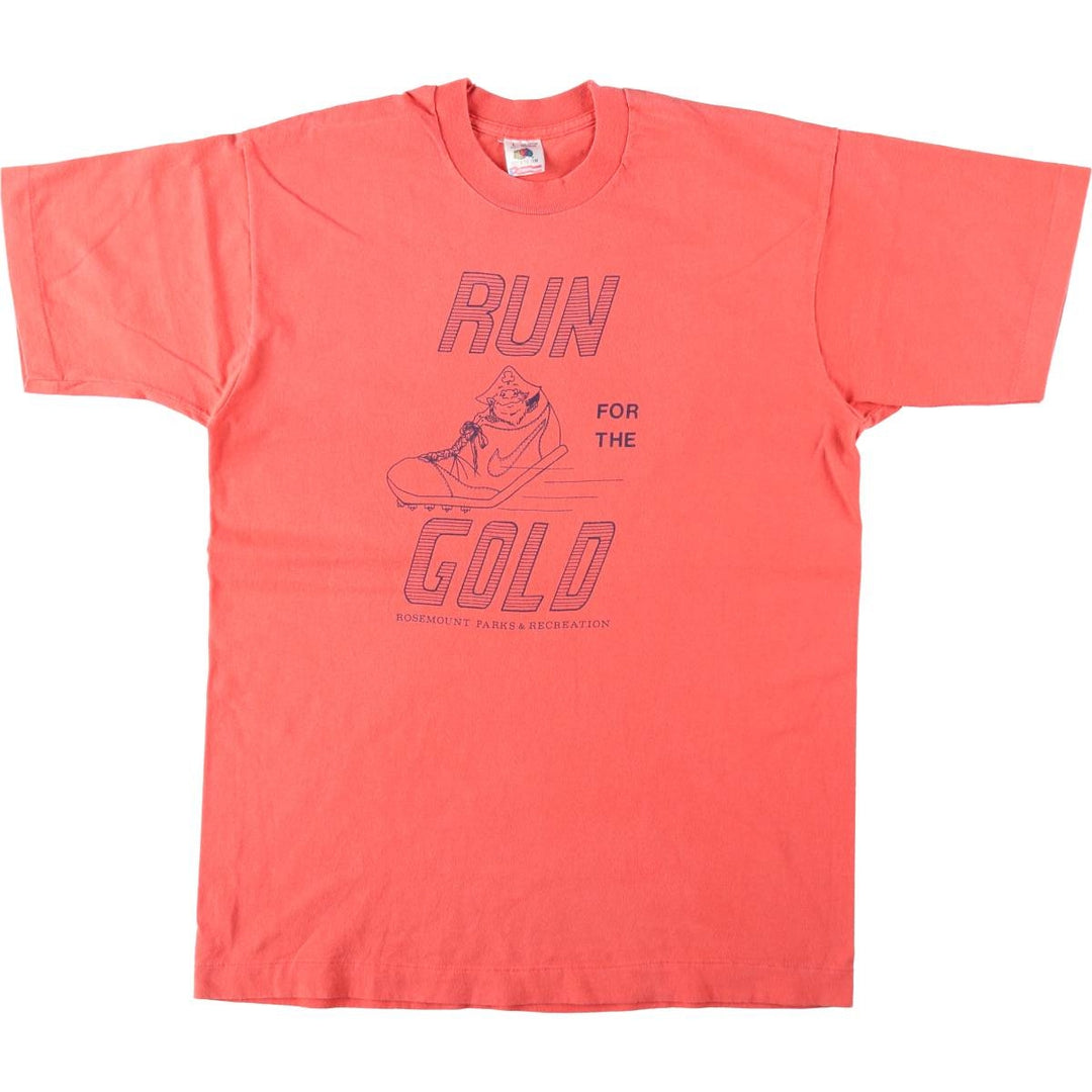 90'S Fruit of the Loom printed T-shirt, made in the USA, men's size L, vintage cotton coral Vintage Second Hand