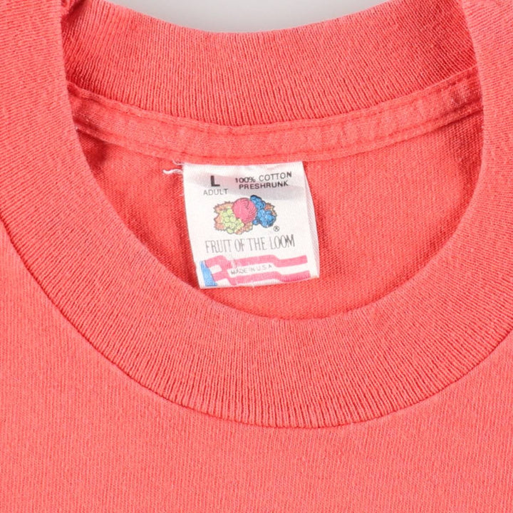 90'S Fruit of the Loom printed T-shirt, made in the USA, men's size L, vintage cotton coral Vintage Second Hand