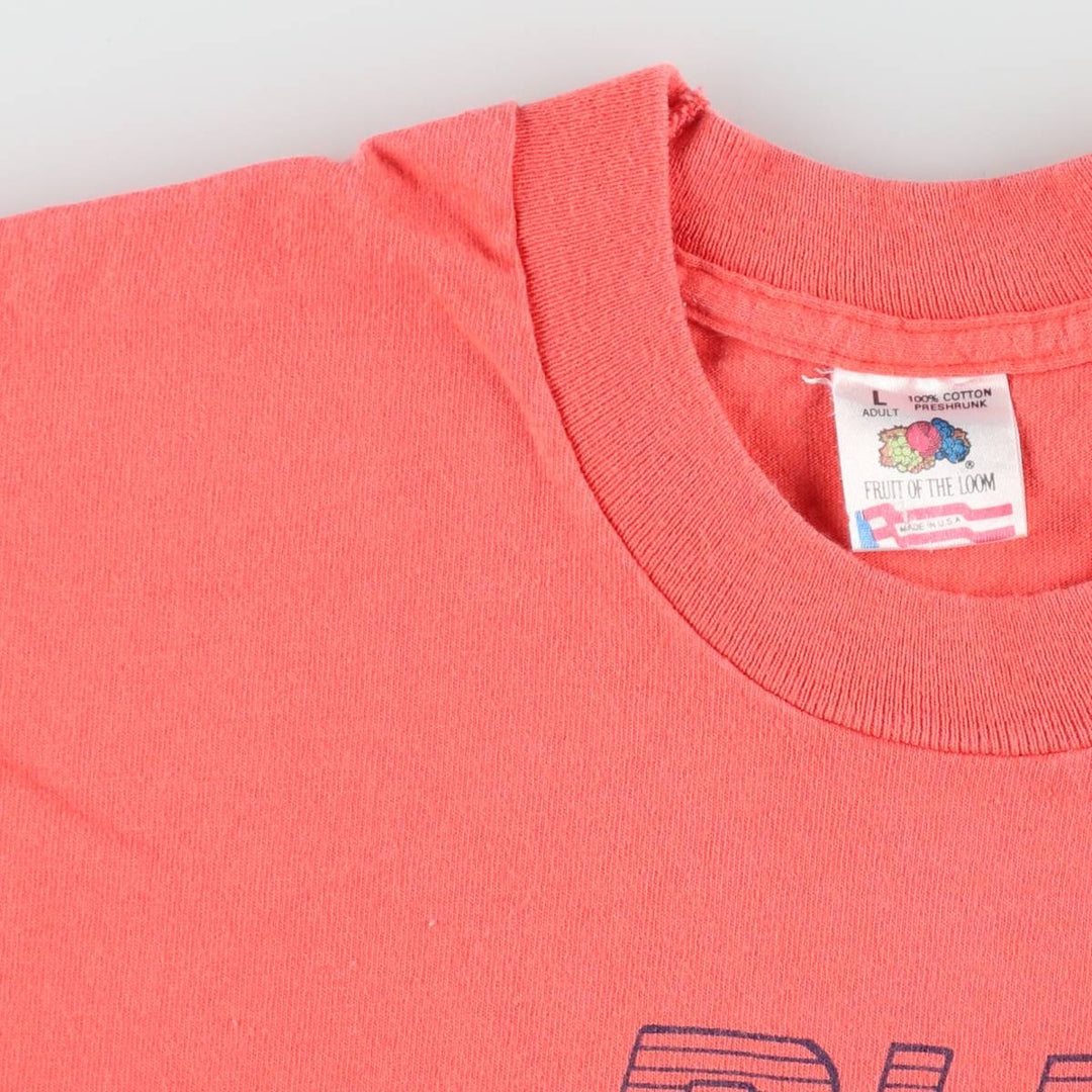 90'S Fruit of the Loom printed T-shirt, made in the USA, men's size L, vintage cotton coral Vintage Second Hand