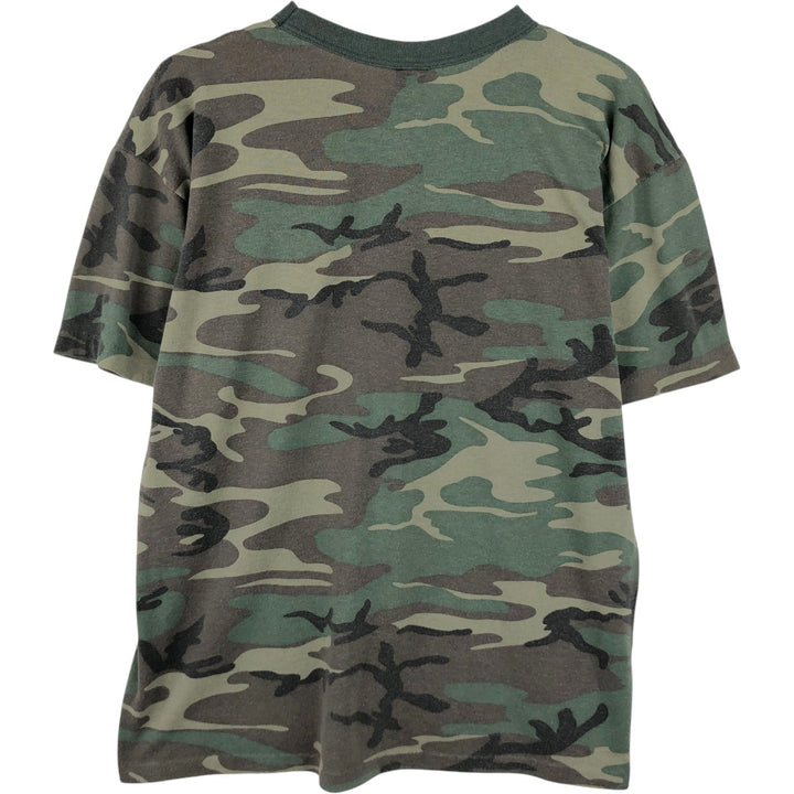 ~90'S Camouflage Pattern Woodland Camo Print T-Shirt, Men's Size L (Equivalent), Vintage unclear Khaki type Vintage Second Hand
