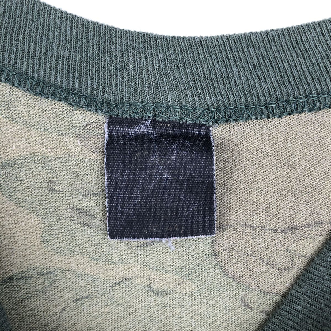 ~90'S Camouflage Pattern Woodland Camo Print T-Shirt, Men's Size L (Equivalent), Vintage unclear Khaki type Vintage Second Hand