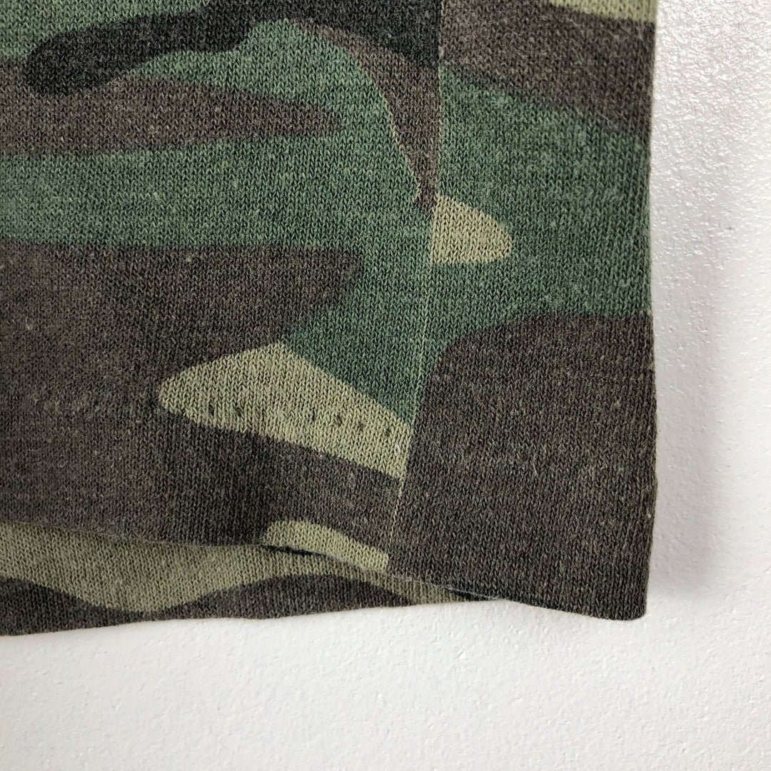 ~90'S Camouflage Pattern Woodland Camo Print T-Shirt, Men's Size L (Equivalent), Vintage unclear Khaki type Vintage Second Hand