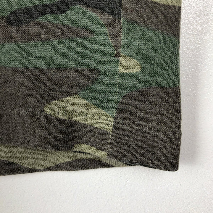 ~90'S Camouflage Pattern Woodland Camo Print T-Shirt, Men's Size L (Equivalent), Vintage unclear Khaki type Vintage Second Hand