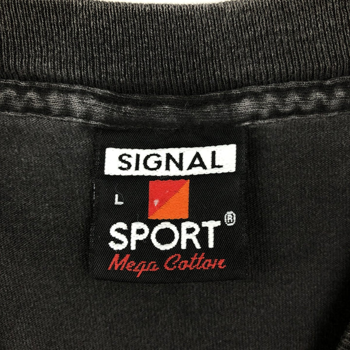 90'S SIGNAL SPORT Print T-Shirt, Made in USA, Men's Size L (Equivalent), Vintage cotton Charcoal Vintage Second Hand