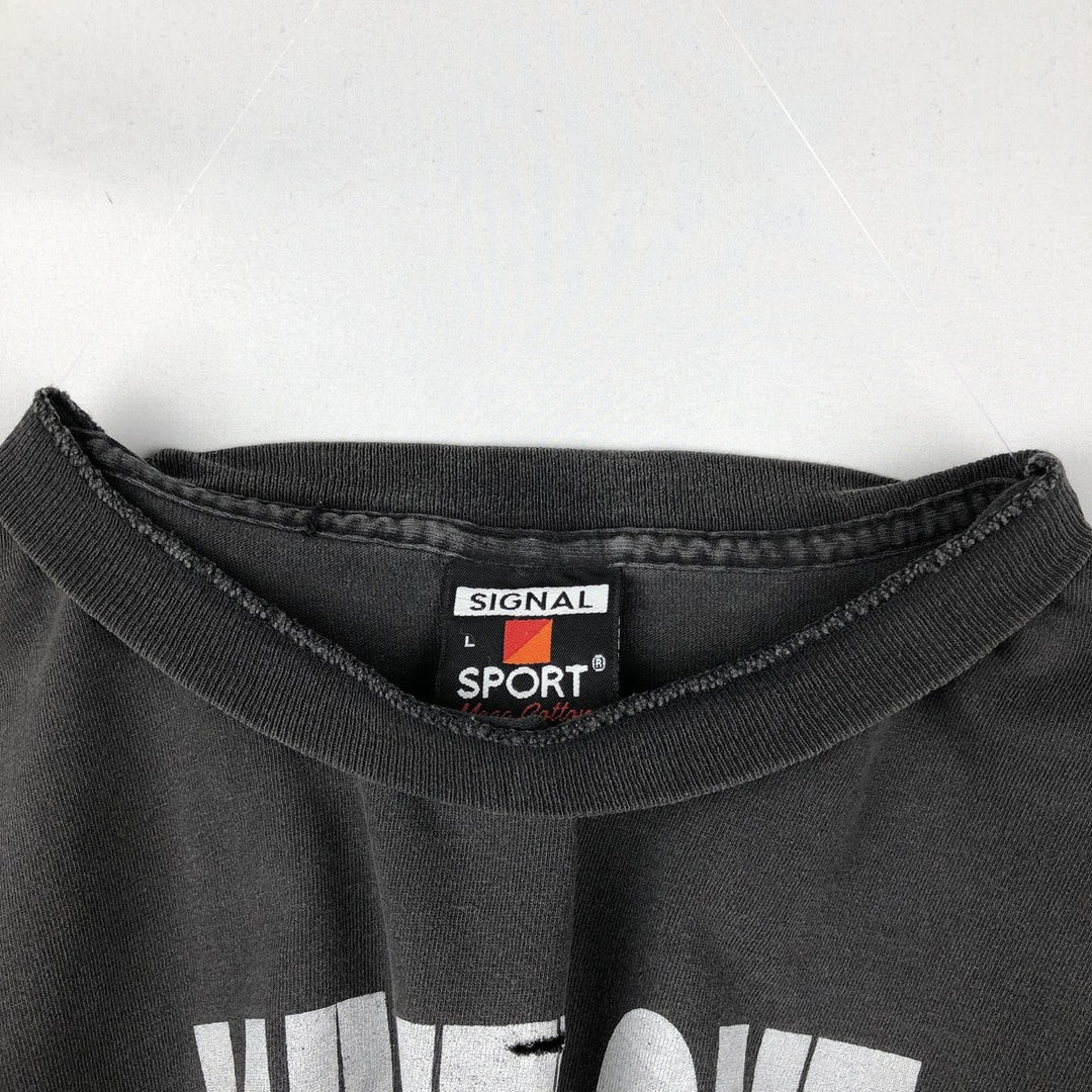 90'S SIGNAL SPORT Print T-Shirt, Made in USA, Men's Size L (Equivalent), Vintage cotton Charcoal Vintage Second Hand