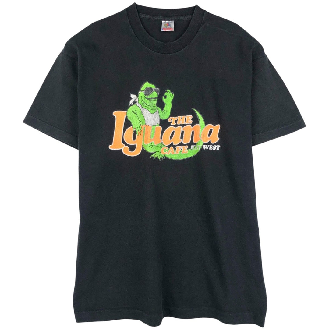 90'S Fruit of the Loom printed T-shirt, made in the USA, men's XL size, vintage cotton black type Vintage Second Hand