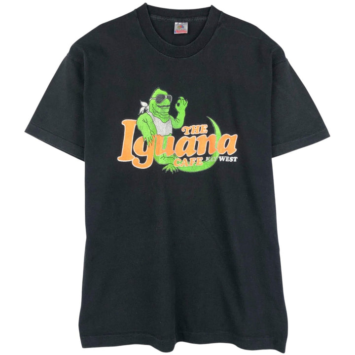 90'S Fruit of the Loom printed T-shirt, made in the USA, men's XL size, vintage cotton black type Vintage Second Hand