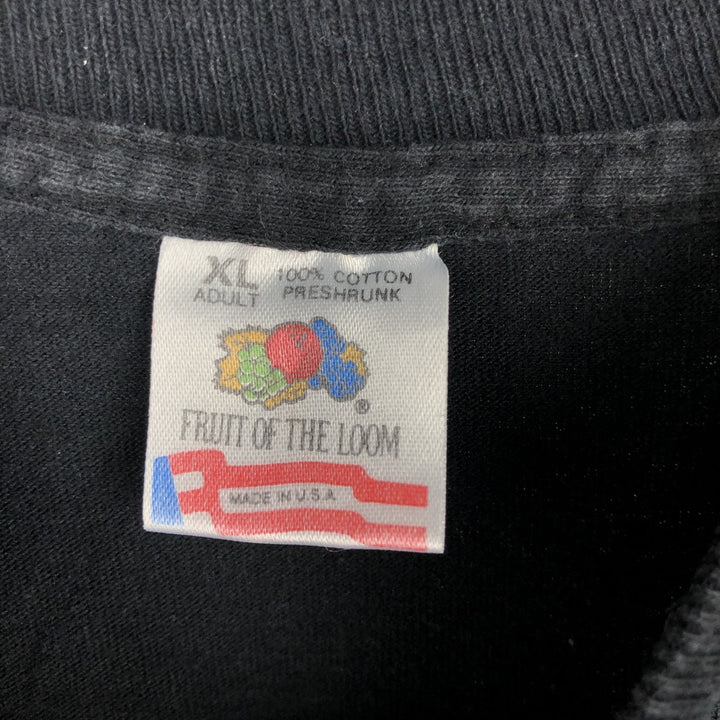 90'S Fruit of the Loom printed T-shirt, made in the USA, men's XL size, vintage cotton black type Vintage Second Hand