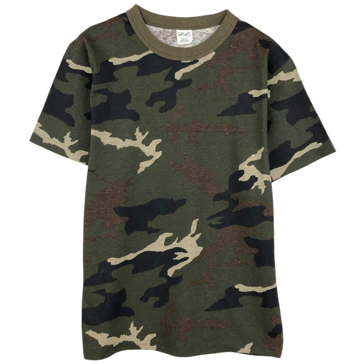 TRAIL CREST Woodland Camo T-Shirt, Men's Size M (approx.) cotton Khaki type Vintage Second Hand