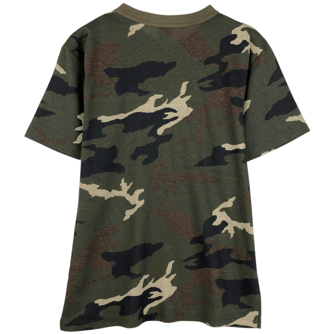 TRAIL CREST Woodland Camo T-Shirt, Men's Size M (approx.) cotton Khaki type Vintage Second Hand