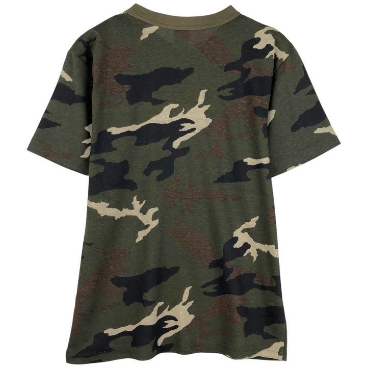 TRAIL CREST Woodland Camo T-Shirt, Men's Size M (approx.) cotton Khaki type Vintage Second Hand