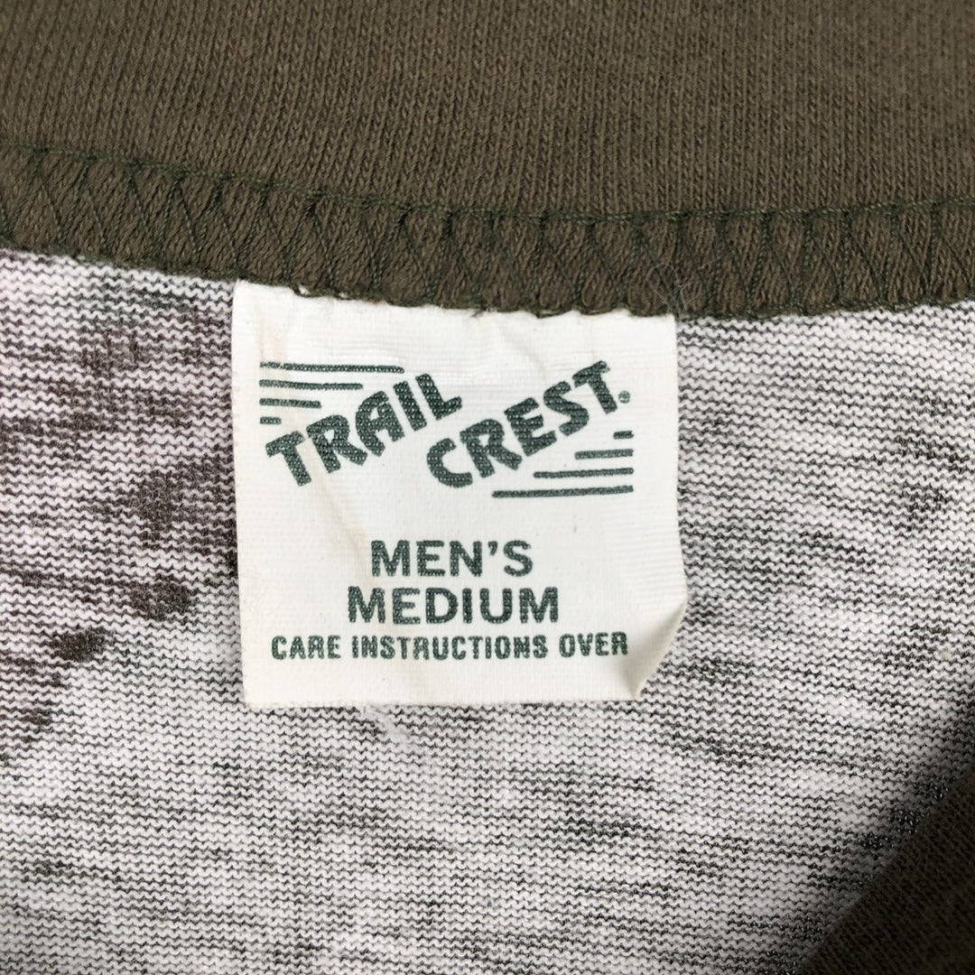 TRAIL CREST Woodland Camo T-Shirt, Men's Size M (approx.) cotton Khaki type Vintage Second Hand