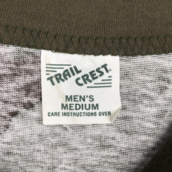 TRAIL CREST Woodland Camo T-Shirt, Men's Size M (approx.) cotton Khaki type Vintage Second Hand