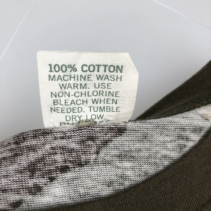 TRAIL CREST Woodland Camo T-Shirt, Men's Size M (approx.) cotton Khaki type Vintage Second Hand