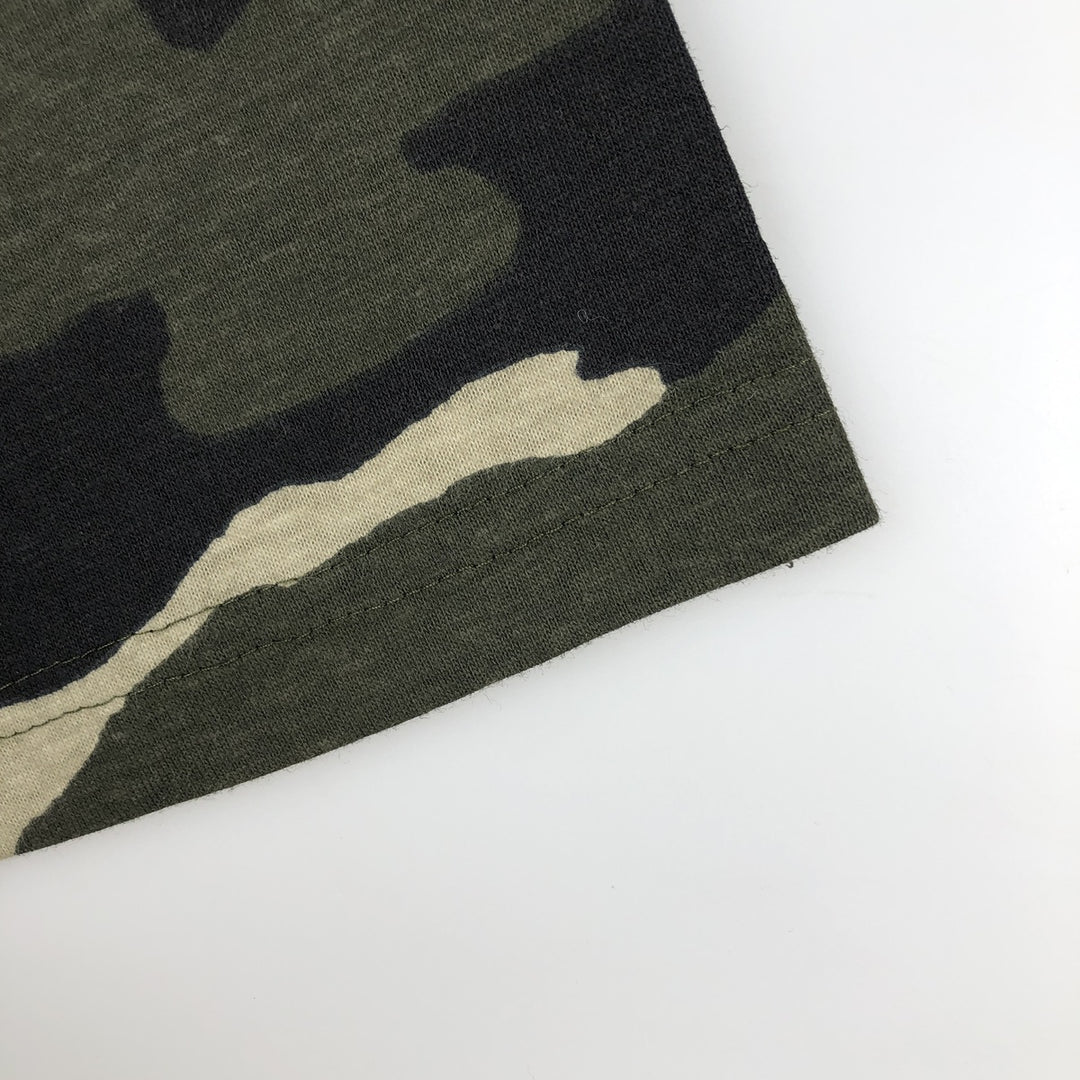 TRAIL CREST Woodland Camo T-Shirt, Men's Size M (approx.) cotton Khaki type Vintage Second Hand