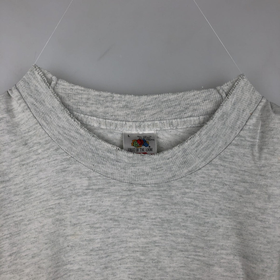 90'S Fruit of the Loom College T-shirt, Made in USA, Men's L size, Vintage cotton gray type Vintage Second Hand