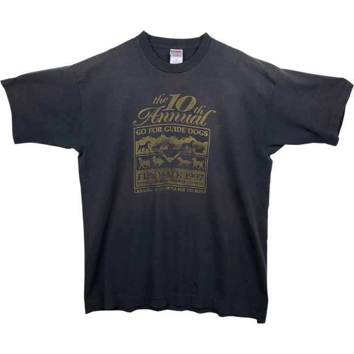 90s-00'S Fruit of the Loom Best Print T-Shirt, Made in Canada, Men's XL equivalent, Vintage cotton black type Vintage Second Hand